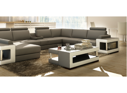 Luxus Glastisch Wohnzimmer Beistelltisch Designer Tischer Glas Leder