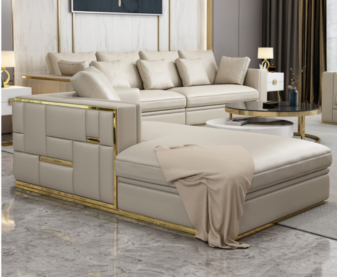 Design Luxus Sofagarnitur Leder Sofa Polster Couch Design Möbel Set