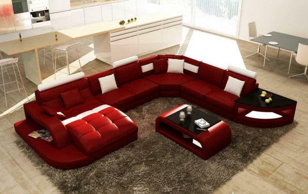 Luxus Designer Ecksofa Ledersofa Couch Polster Wohnlandschaft Leder