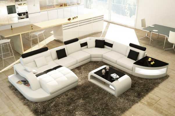Luxus Designer Ecksofa Ledersofa Couch Polster Wohnlandschaft Leder