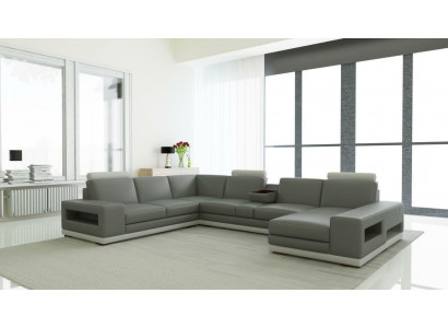 Ledersofa Couch Wohnlandschaft U-Form Design Modern Sofa 5154