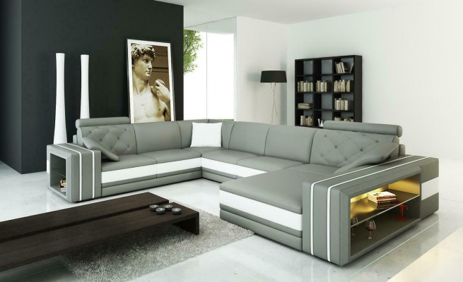 XXL Big Wohnzimmer Sofa Ecksofa Eck Couch Sitz Garnitur Leder Sofas