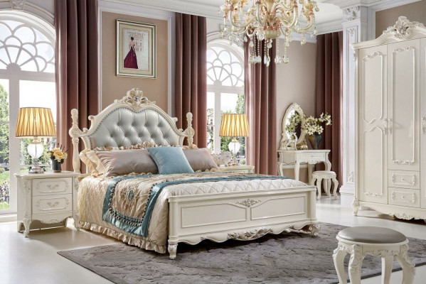 Klassisches Schlafzimmer Set Bett Betten Möbel Massivholz 2x Nachttisch 3tlg