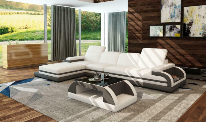 Ledersofa Couch Wohnlandschaft L-Form Design Modern Sofa Ecksofa Sofas