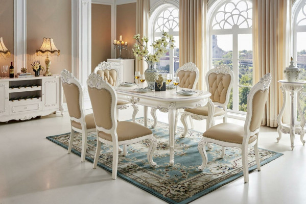 Barock-Stil Chesterfield 4-er Stuhlset Antik Stil Esszimmer Sitzmöbel-Set Klassische Massivholz x4 Stühle 