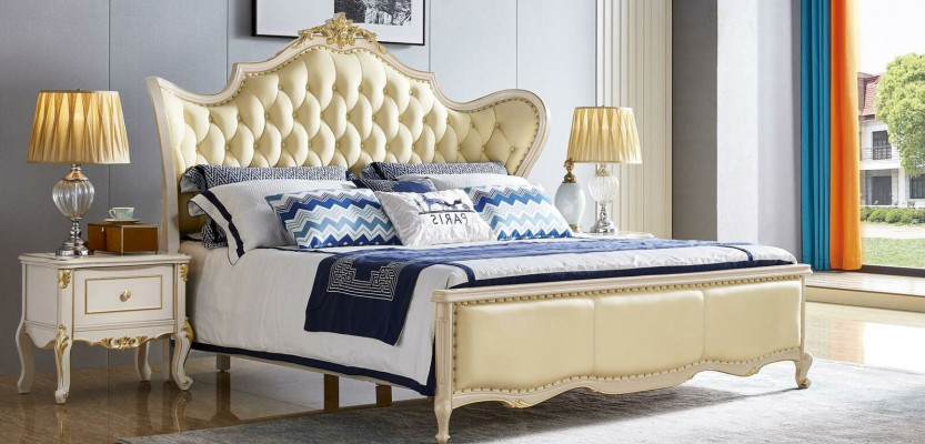 Bett Luxus Doppel Betten Polsterbett Massivholz Leder Schlafzimmer Chesterfield