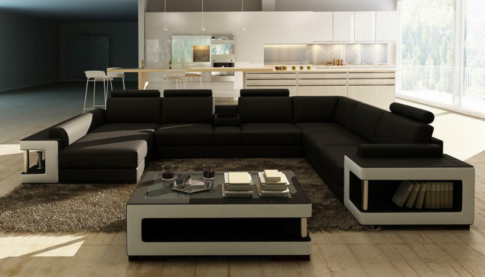Ledersofa XXL Ecksofa Design Big Sofa Couch Polster Eck Sitz Garnitur