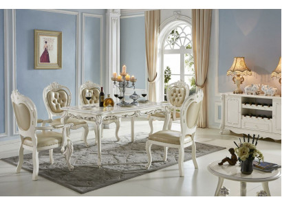 Chesterfield Barock Stil x4-er Stuhl-Set Designer Esszimmer Lederstühle