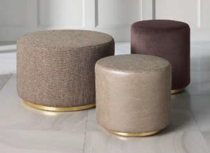 Gruppe Hocker Fußhocker Polyester Wohnzimmer Sitz Stoff Beige Luxus Sitzer 3tlg