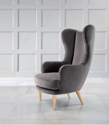 Ohrensessel Sessel Clubsessel Cocktailsessel Luxus Sitzer Grau Sitz Wohnzimmer