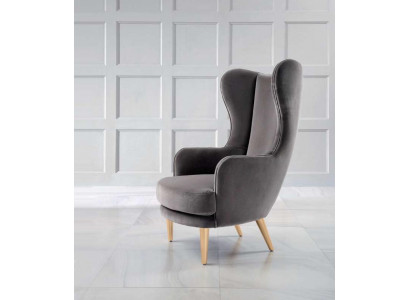 Ohrensessel Sessel Clubsessel Cocktailsessel Luxus Sitzer Grau Sitz Wohnzimmer