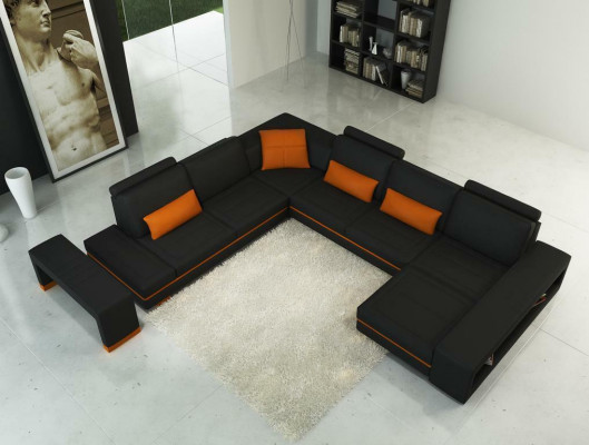 Ledersofa Couch Wohnlandschaft U-Form Design Modern Sofa Eck Dekor Sofas