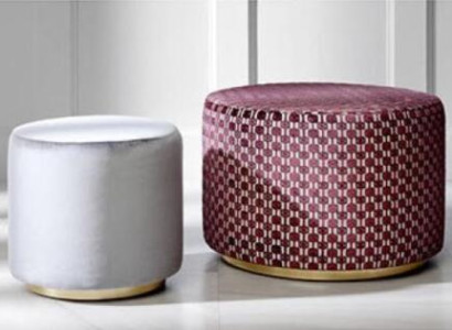 Gruppe Hocker Sitzhocker Sitzbank Pouf Samthocker Stoff Rund Holz Set 2tlg