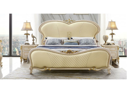Designer Chesterfield Leder Doppel Luxus Bett Betten Schlaf Zimmer Massivholz