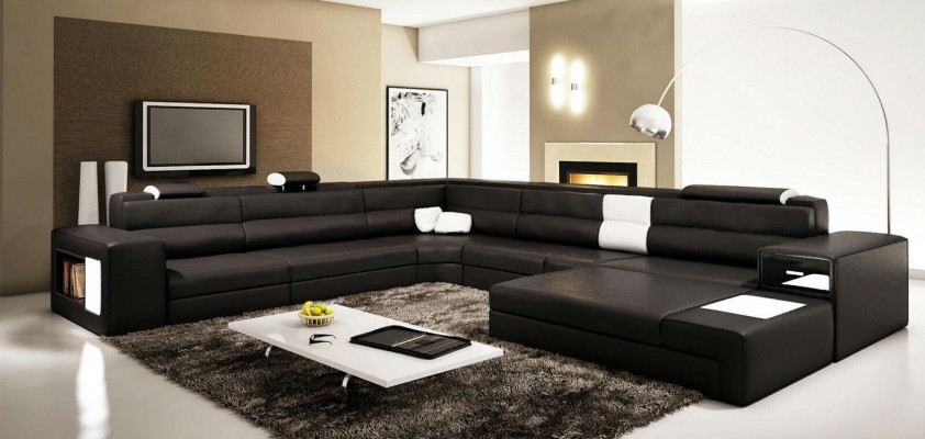 U Form XXL Designer Wohnlandschaft Polster Ecksofa Eck Garnitur Sofa
