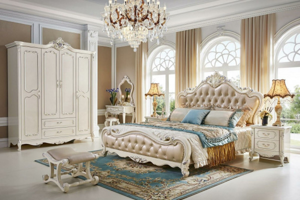 Luxus Schlafzimmer Bett Doppel Polster Chesterfield Hotel Betten Massivholz