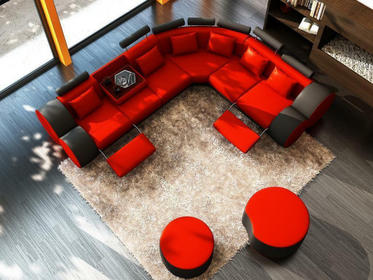 XXL Multifunktions Ledercouch Couch Big Sofa Polster Ecksofa Dekor Moderne