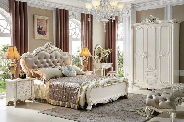 Klassisches Rokoko Barock Stil Betten Leder Chesterfield Doppel Hotel Bett Antik