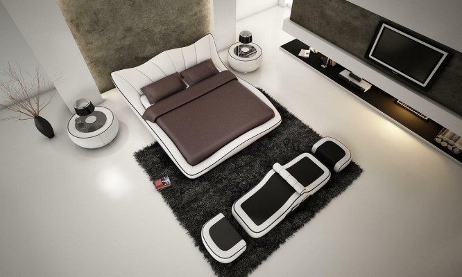 Modernes Design Bett XXL Dekorative Betten Luxus Stil Doppel Hotel Leder