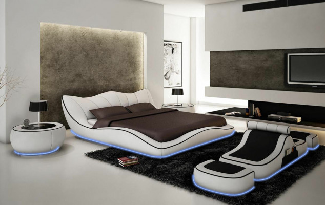 Modernes Design Bett XXL Dekorative Betten Luxus Stil Doppel Hotel Leder