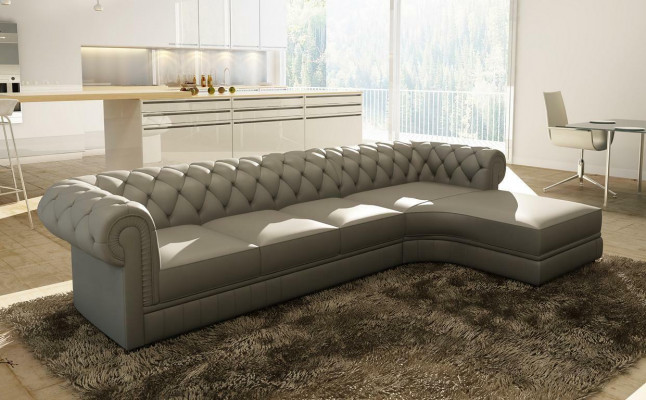Klassiche Chesterfield Polster Sitz Eck Leder Garnitur Wohnlandschaft