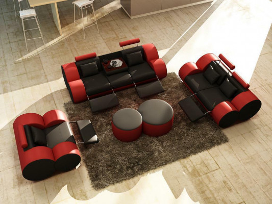 Sofagarnitur Design Couch 3+2 Set Polster Leder Sofa Wohnzimmer Garnituren