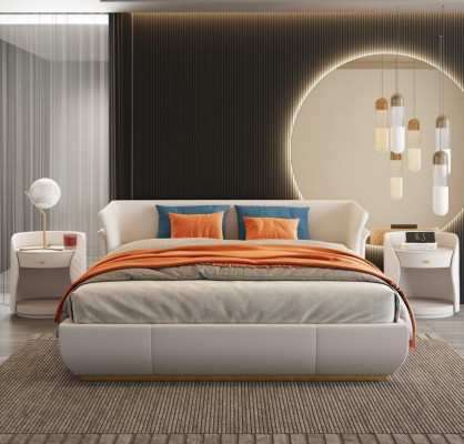 Designer Bett Doppel Betten Modernes Hotel Leder Doppelbett 180x200cm