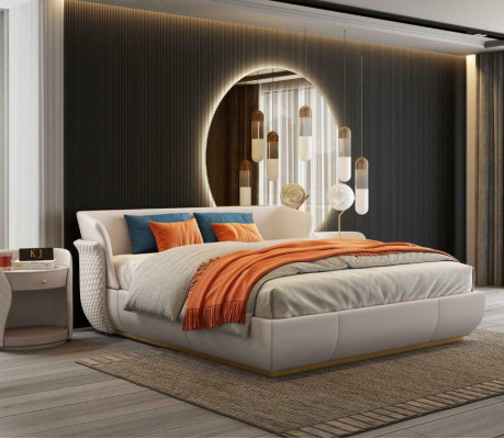 Designer Bett Doppel Betten Modernes Hotel Leder Doppelbett 180x200cm