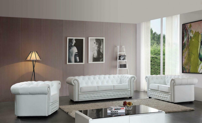 Chesterfield Sofa Couch Polster Sitz Komplett Set Garnitur Leder Sofas Neu