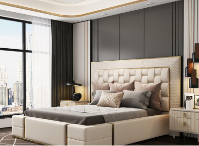 Doppelbett Lederbett Betten Bett Leder Polster Schlafzimmer 180x200cm