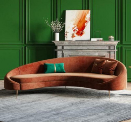 Ecksofa 3 Sitzer Polster Samt Modern Relax Sitz Luxus Möbel Wohnlandschaft Eck