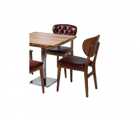 Essgarnitur Tisch + x4 Chesterfield Lehnstühle Set Gruppe Essgruppe 5tlg.
