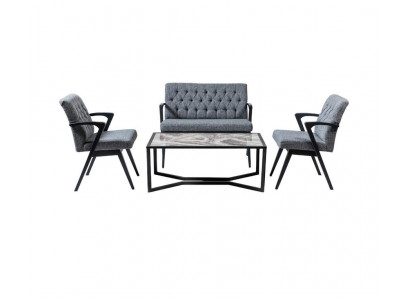 Sofa Garnitur Loft Möbel Kanzlei Wartezimmer Sitz Gruppe Tisch Stühle Set 4tlg.