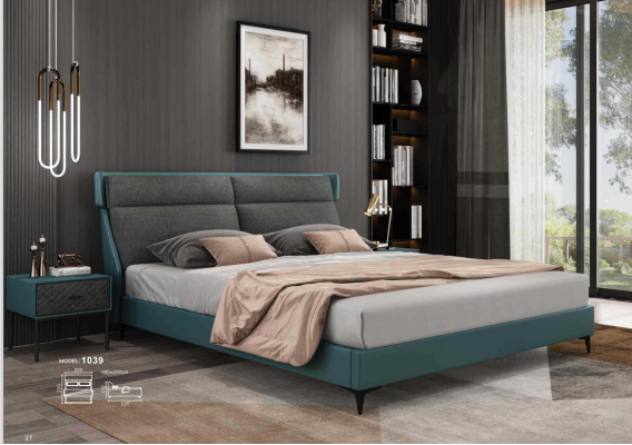Klassisches Luxus Betten Polster Leder Textil Hochwertiges Schlafzimmer Bett Neu