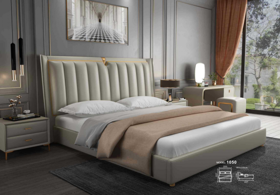 Luxus Bett Polsterbett Leder Schlafzimmer Betten 180x200cm Doppelbett