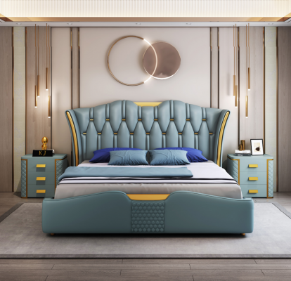 Grünes Schlafzimmer Bett Polster Design Doppel Hotel Betten 180x200cm