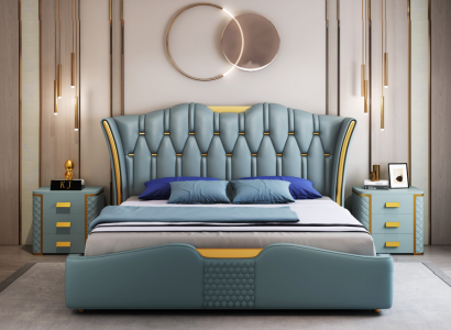 Grünes Schlafzimmer Bett Polster Design Doppel Hotel Betten 180x200cm