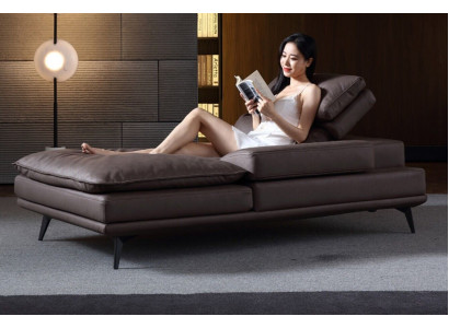 Wohnzimmer Lounge Möbel Modern Design Sofa Leder Braun Chaiselongue