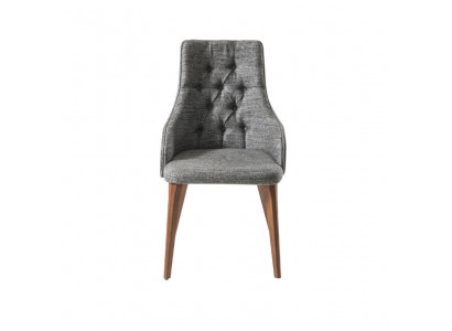 Grauer Esszimmer Chesterfield Stuhl Designer Textil Stühle Luxus Möbel Lehnstuhl