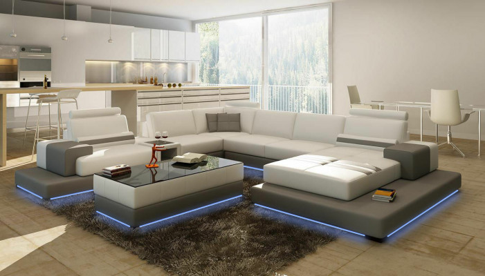 Wunderschöne XXL Leder Wohnlandschaft U Form Ecksofa Sofa Couch