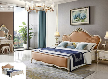 Design Nachttisch Bett 5 tlg.Schlafzimmer Set Schminktisch Massivholz