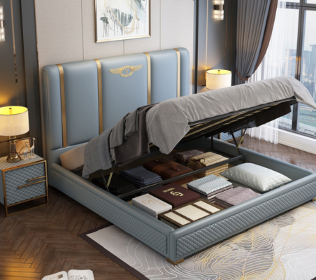 Bett Polster Design Luxus Metall Betten Doppel Ehe Schlaf Zimmer Leder