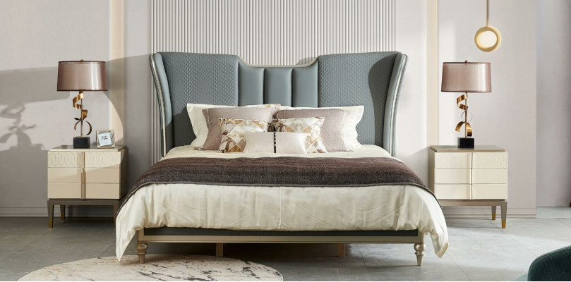Bett Betten Design Doppel Hotel Polster Ehe 180x200cm Schlaf Luxus Massivholz