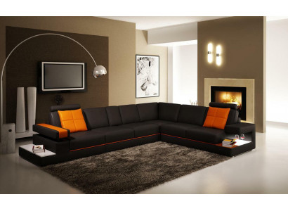 Ledersofa Couch Wohnlandschaft Ecksofa Eck Modern Garnitur Design Dekor