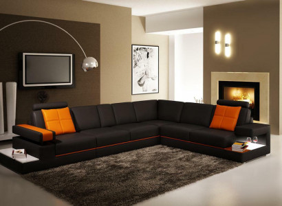 Ledersofa Couch Wohnlandschaft Ecksofa Eck Modern Garnitur Design Dekor