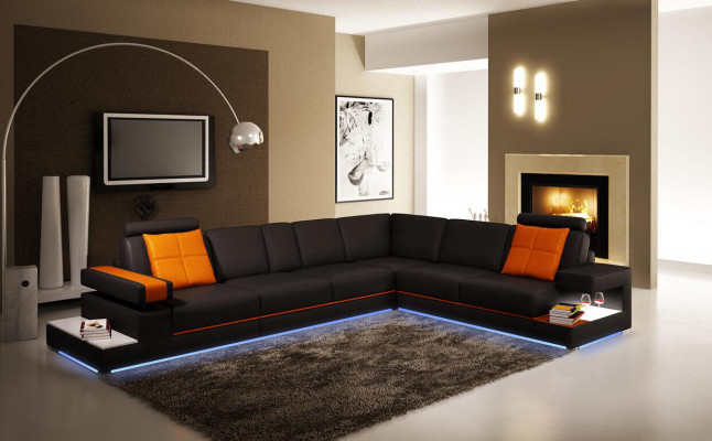 Ledersofa Couch Wohnlandschaft Ecksofa Eck Modern Garnitur Design Dekor
