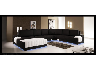 Polster Ledersofa Sofa Couch Polster Eck Sitz Garnitur U Form XXL Big