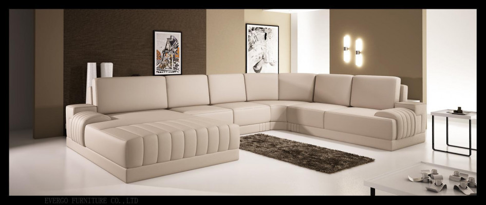 Polster Ledersofa Sofa Couch Polster Eck Sitz Garnitur U Form XXL Big
