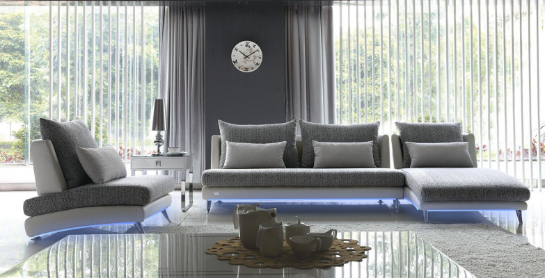 Moderne Design Ecksofa Polster Couch Garnitur 155x390cm Stoff Textil Sofa Ecke
