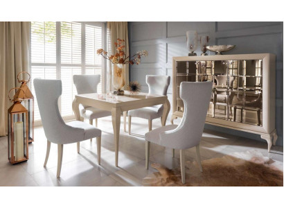 Luxus Esszimmer Esstisch Stuhl Essgruppe Essecke Stühle Luxus Weiß Set 5tlg